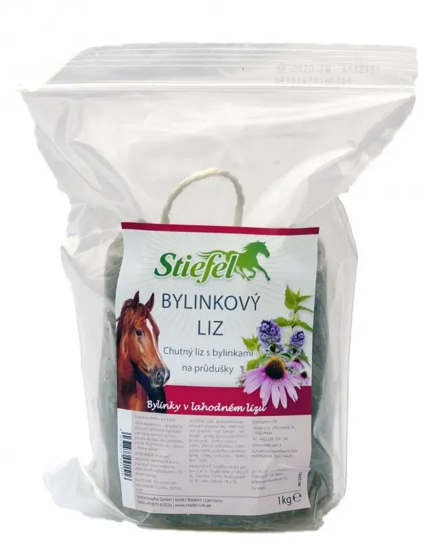Bylinkový liz 1kg (Stiefel Bylinkový liz, koňské lízátko s bylinkami na průdušky, balení 1 kg)