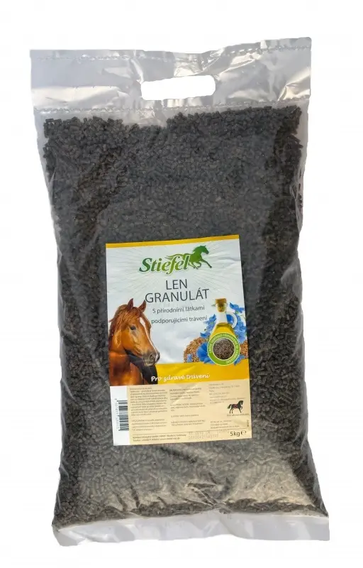Lněné pokrutiny - pelety / granulát 5kg (Stiefel Len granulát pro lepší srst a zažívání, sáček 5 kg)