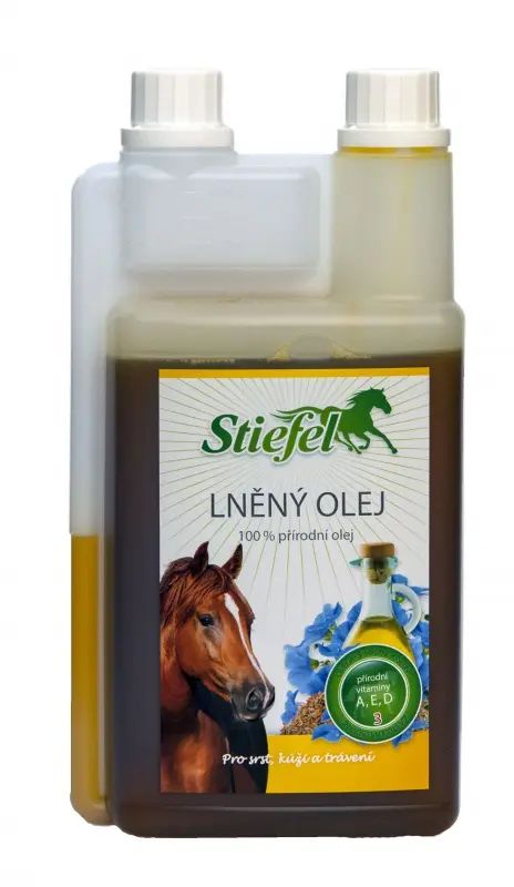 Lněný olej lisovaný za studena 5L (Stiefel Lněný olej pro zdravou srst a zažívání, lisovaný za studena, kanystr 5 l)