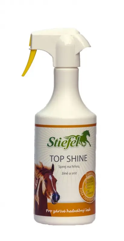 Top shine čistící lesk pro koně 750 ml (Rozčesávač hřívy a srsti pro svěží hedvábný lesk vašeho koně, láhev 750 ml)