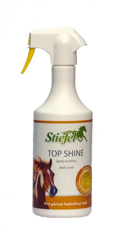 Top shine čistící lesk pro koně 750 ml (Rozčesávač hřívy a srsti pro svěží hedvábný lesk vašeho koně, láhev 750 ml)