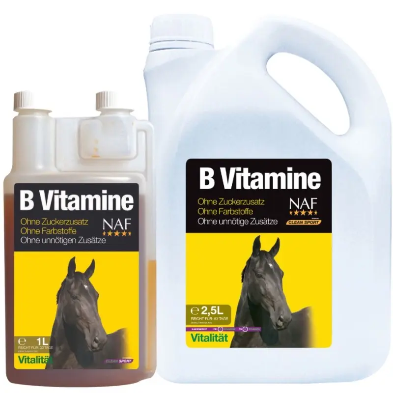NAF B vitamins pro soustředěnost a vitalitu koní (NAF B vitamins, vitamíny skupiny B pro soustředěnost a vitalitu závodních koní, láhev s dávkovačem)