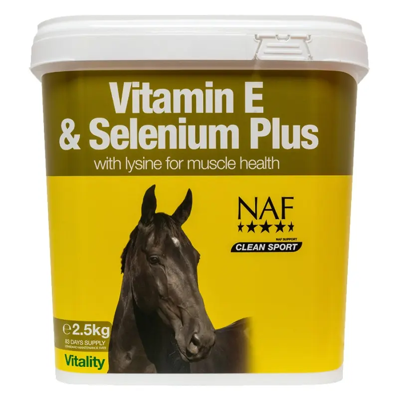 NAF Vitamín E a selen plus, kyblík 2,5 kg (pro správnou funkci svalů koní v zátěži )