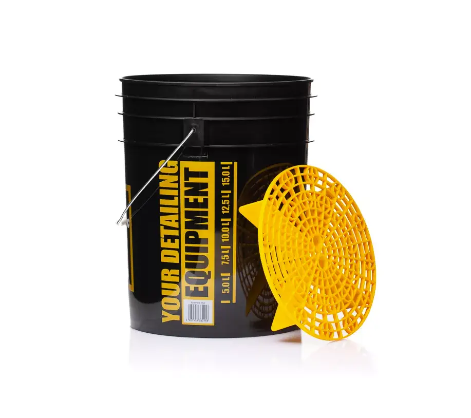 Detailingový kbelík s mřížkou Work Stuff Detailing Bucket Black Rinse + Separator Yellow