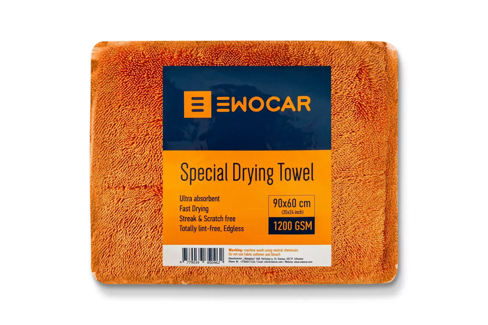 Sušicí ručník Ewocar Special Twisted Loop Drying Towel - Orange (60 x 90 cm)