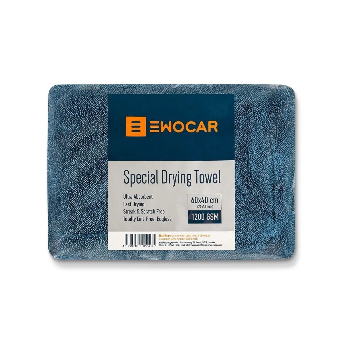 Sušicí ručník Ewocar Special Twisted Loop Drying Towel - Blue (40 x 60 cm)