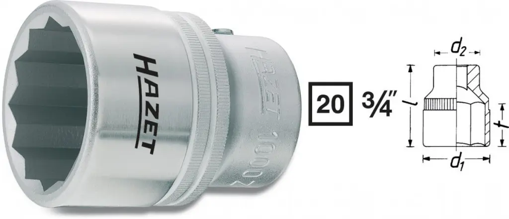 Vnitřní nástrčný klíč 3/4" dvanáctihranný 46mm, Hazet 1000Z-46