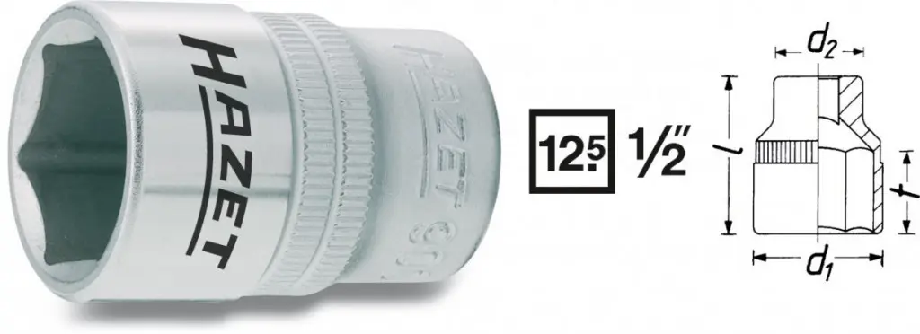 Vnitřní nástrčný klíč 1/2" šestihranný 8mm, Hazet 900-8