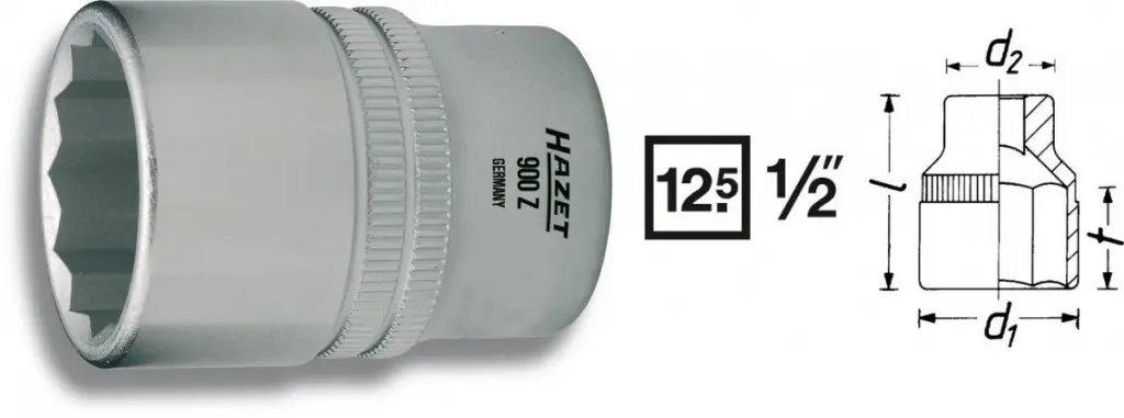 Vnitřní nástrčný klíč 1/2" dvanáctihranný 24mm, Hazet 900Z-24