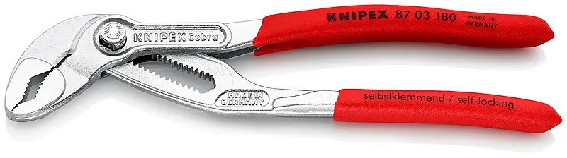 Kleště na trubky Cobra 180 mm KNIPEX 87 03 180 - chromováno, plastové návleky 87 03 180