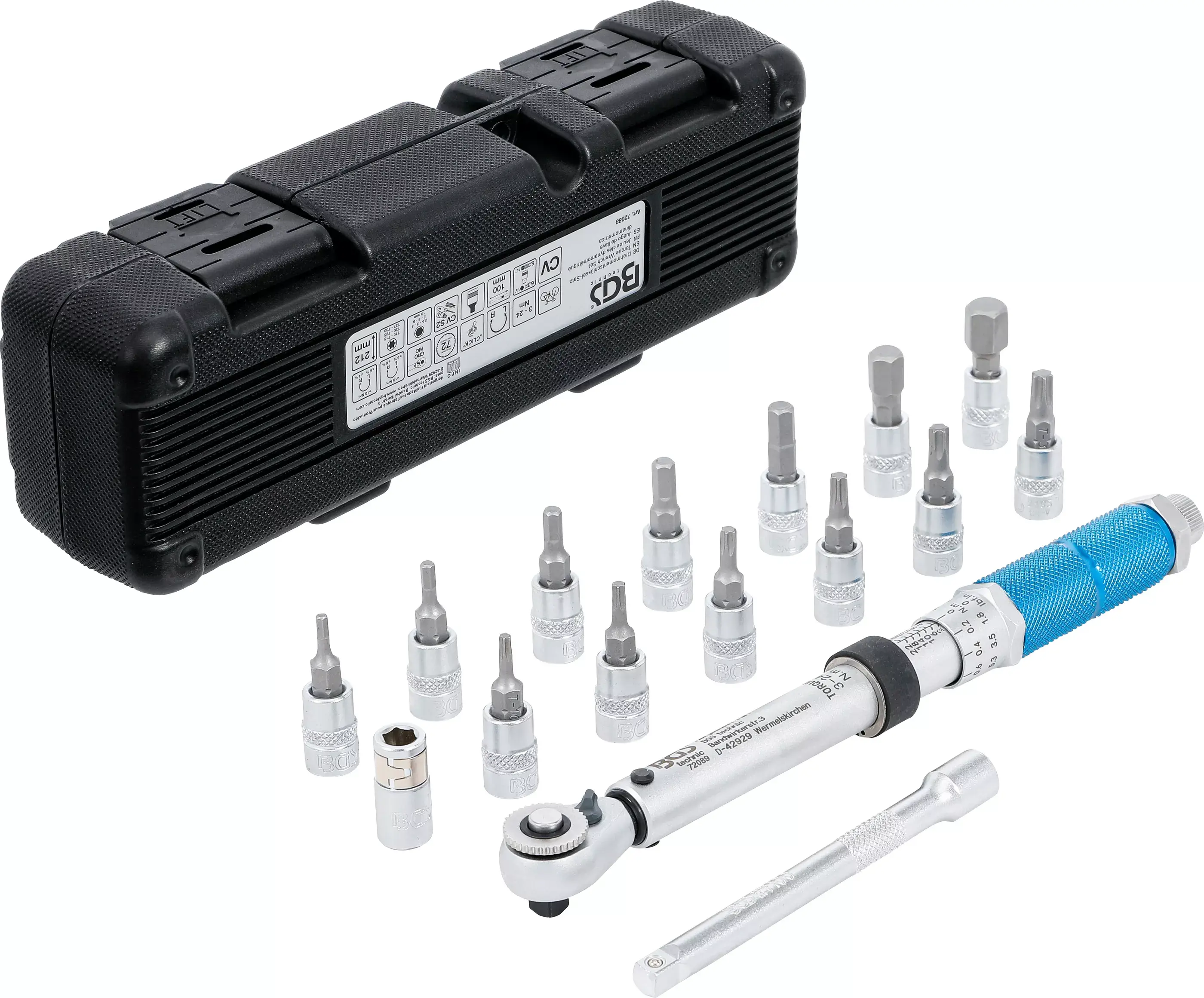 Sada momentových klíčů, 1/4", 3 - 24 Nm, 16 ks, BGS - B72088