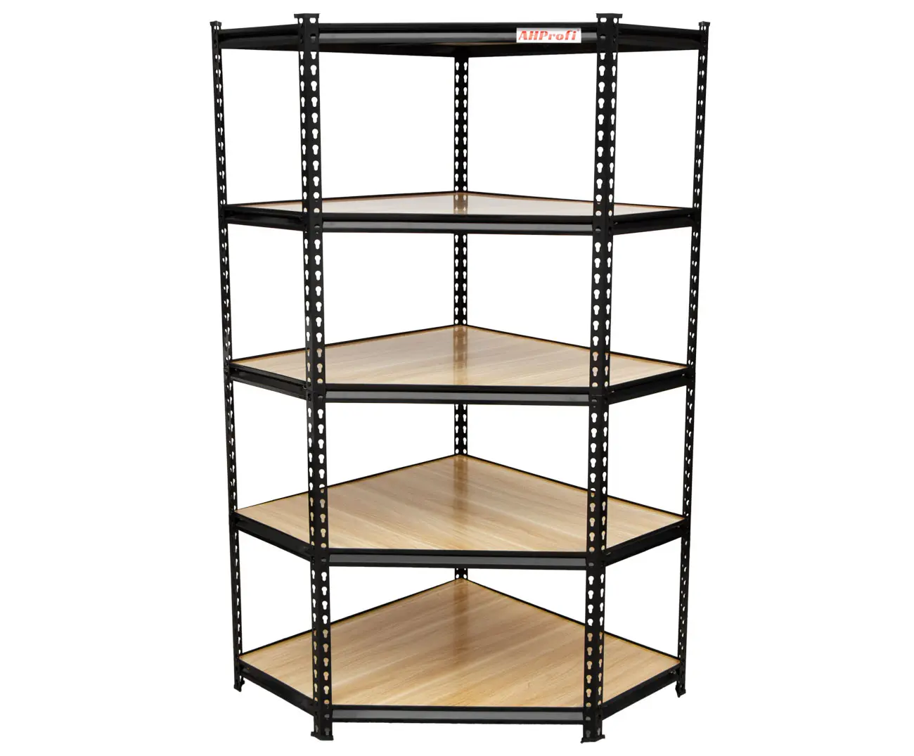 Rohový policový regál STYLE, 5 polic, 900 x 900 x 1830 mm