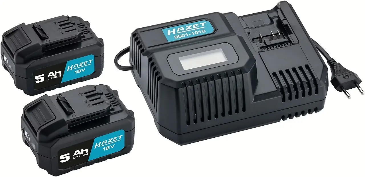 Rychlonabíječka + 2 Akumulátory 18V 5 Ah, Hazet 9500-05/3