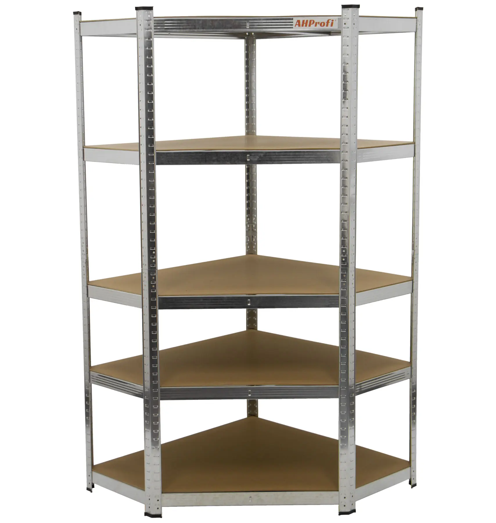 Rohový policový regál STANDARD, 5 polic, 900 x 900 x 1800 mm