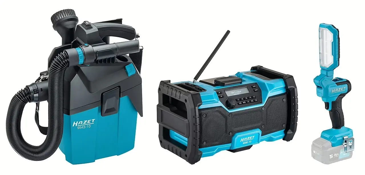 Aku rádio + Aku vysavač + Aku pracovní světlo, Hazet 9500P-2/3