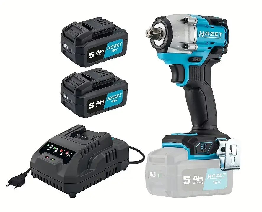 Rázový utahovák 1/2" se 2 Akumulátory 18V 5 Ah + nabíječka, Hazet 9512-600/4
