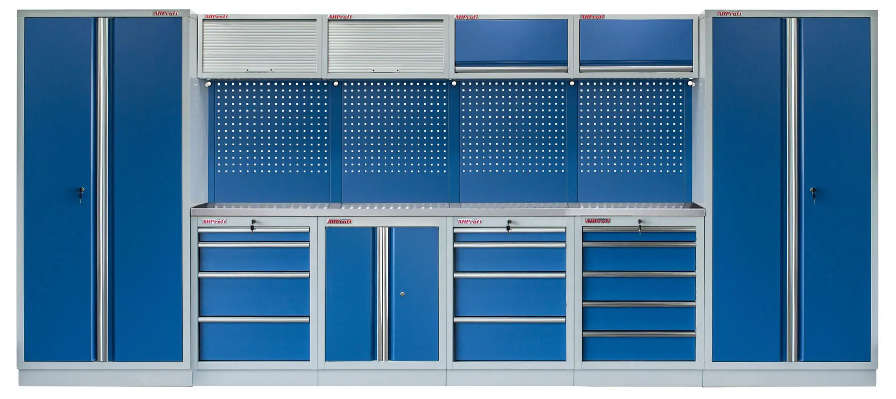 Kvalitní PROFI BLUE dílenský nábytek - 4535 x 2000 x 495 mm - MTGS1300A11