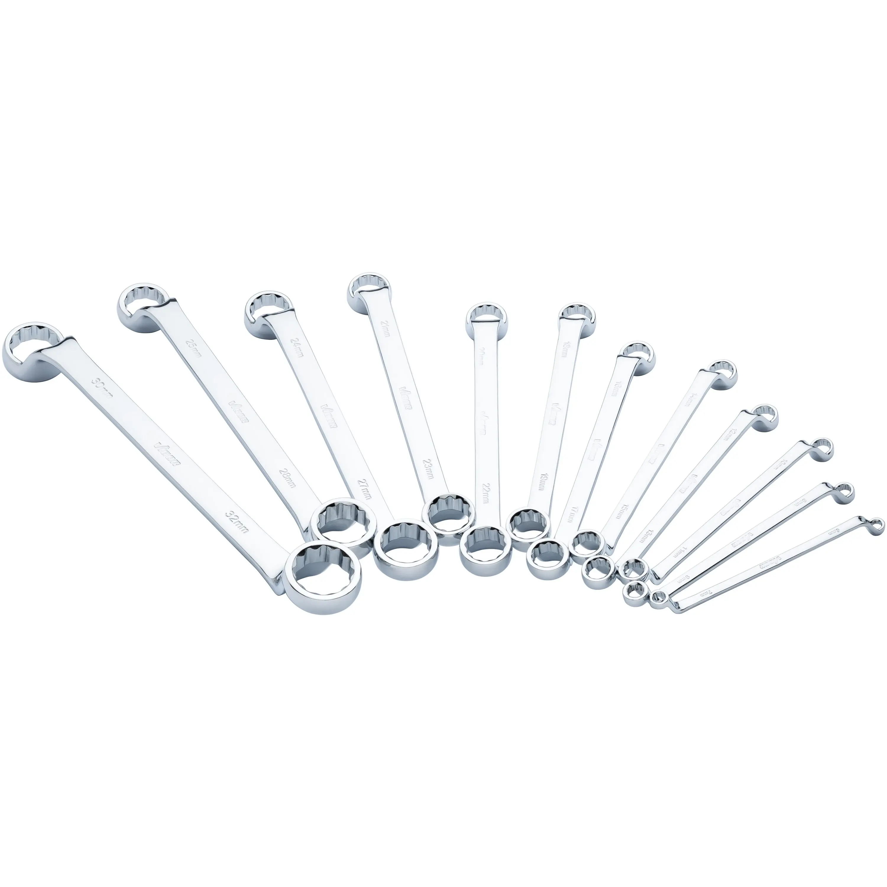 Sada očkových klíčů, vyhnuté, 6-32 mm, 12 ks, Vigor - V7750/12