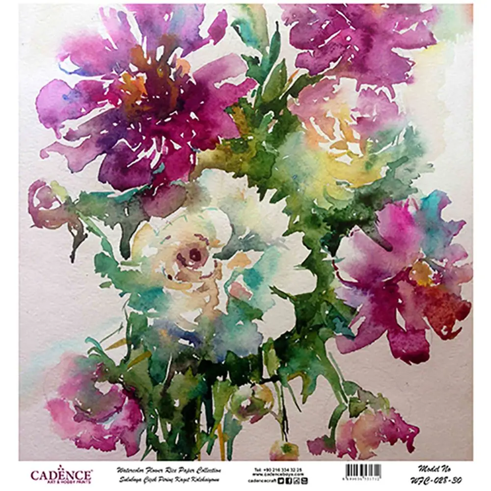 Cadence Rýžový papír Cadence, 30x30 cm - Pivoňky
