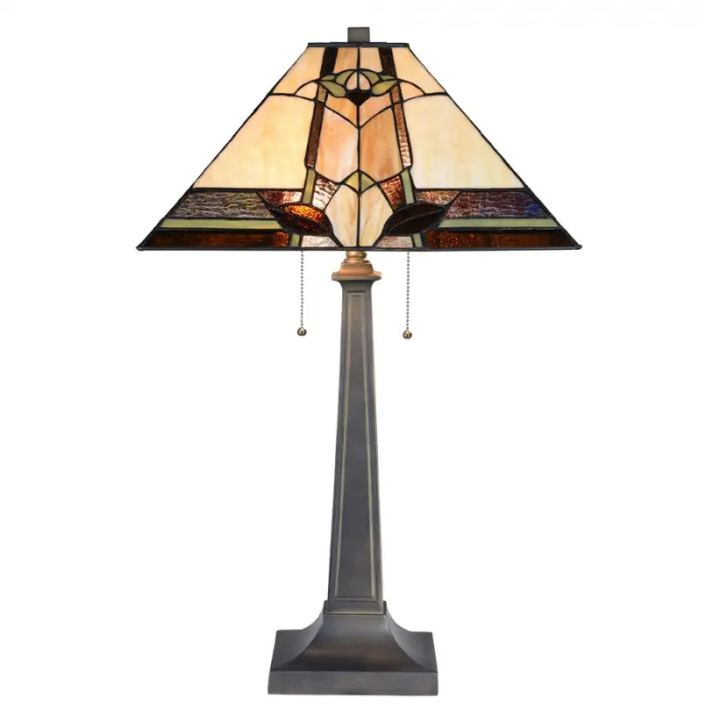 Stolní lampa Tiffany Solei béžová ve stylu art deco – 80 cm