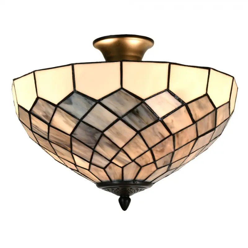 Bílo-šedá stropní lampa Tiffany Paulette - Ø 41*24 cm E14/ 2*40W Clayre & Eef