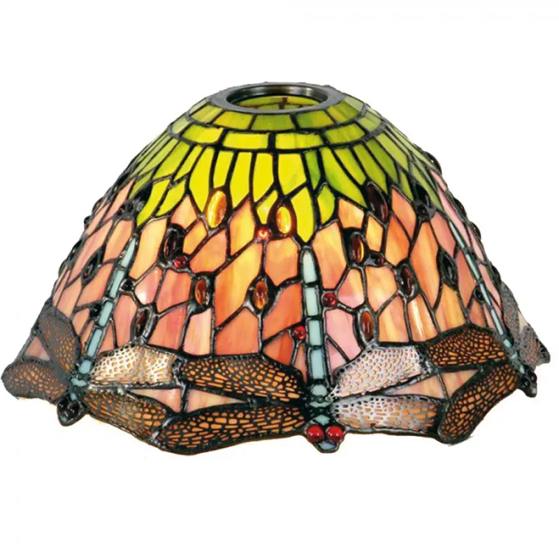 Stínidlo Tiffany Dragonfly zeleno červené s motivem vážky – 25x15 cm