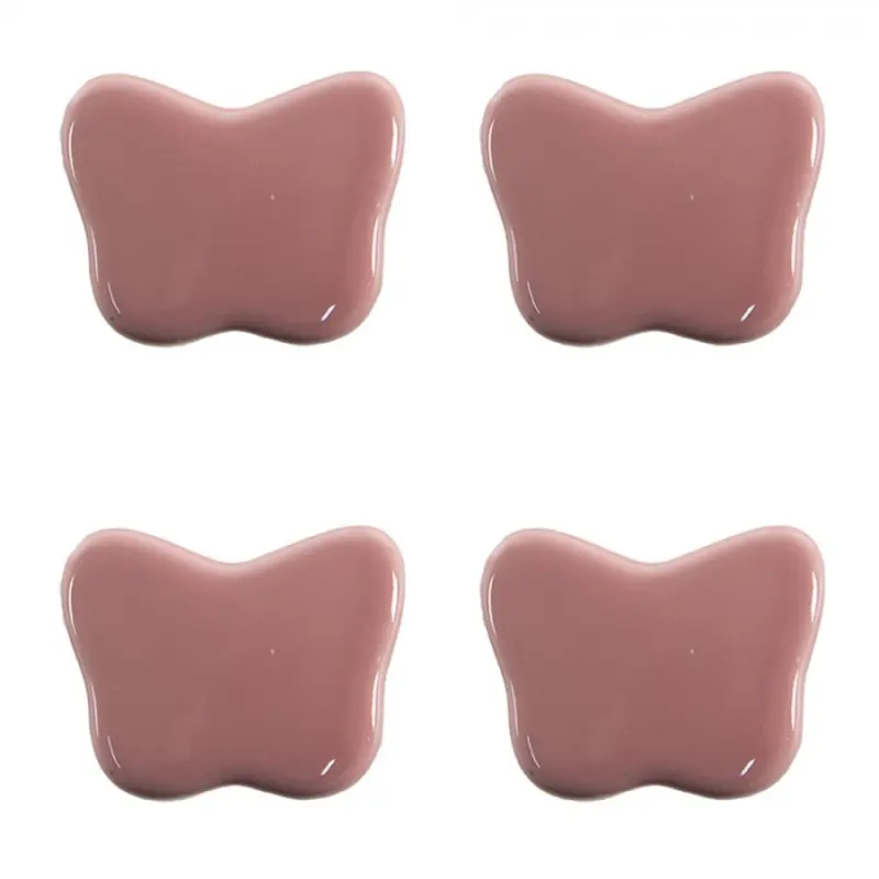 Sada 4 ks růžová keramická úchytka ve tvaru motýlka – 4x3 cm