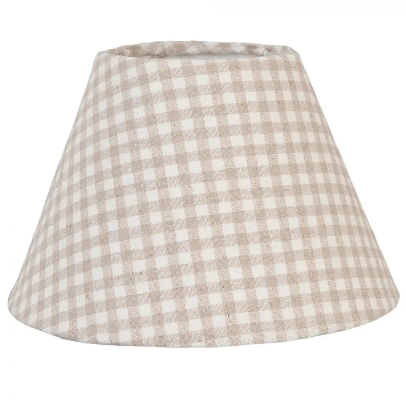 Béžové kostkované látkové stínidlo na lampu – 23x15 cm