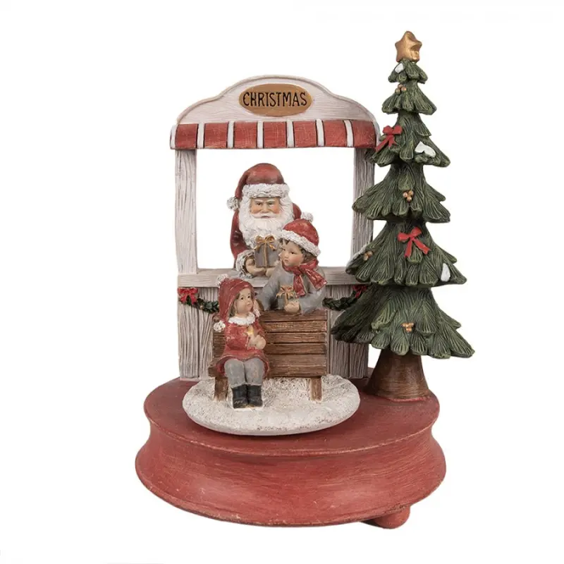 Hrací skříňka Santa Claus ve vánočním okénku a děti – 24 cm