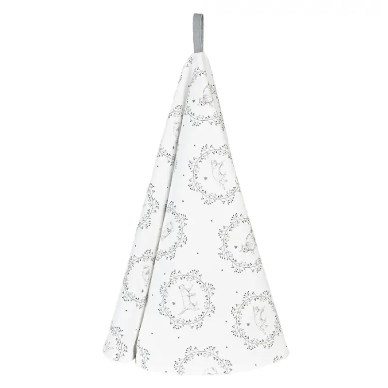Bílá kulatá bavlněná utěrka s motivem kočiček Lovely Grey Cats – 80 cm