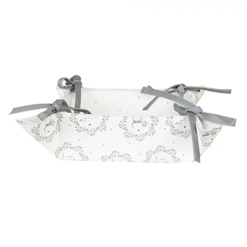 Bavlněný košík na pečivo s motivem pejsků Lovely Grey Dogs – 35x35x8 cm