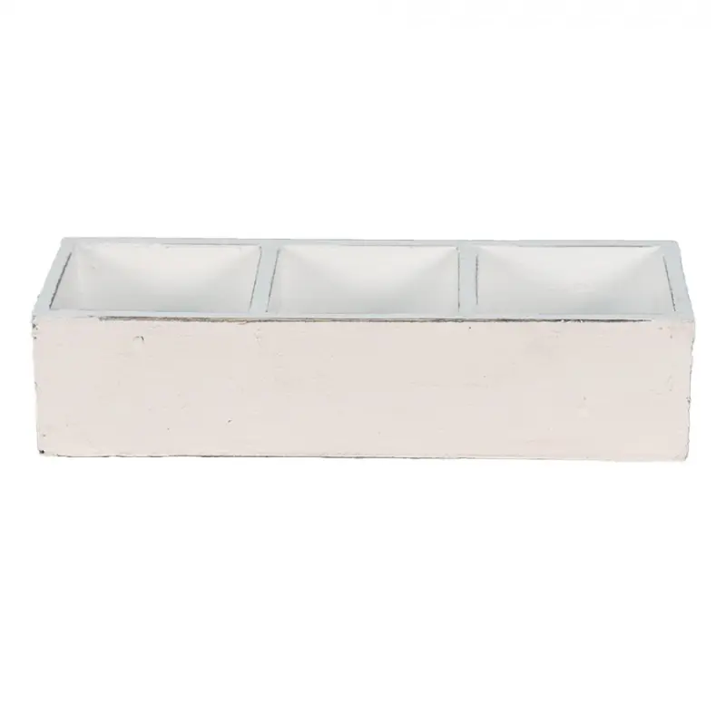 Bílý dřevěný box se třemi přihrádkami – 33x12x7 cm