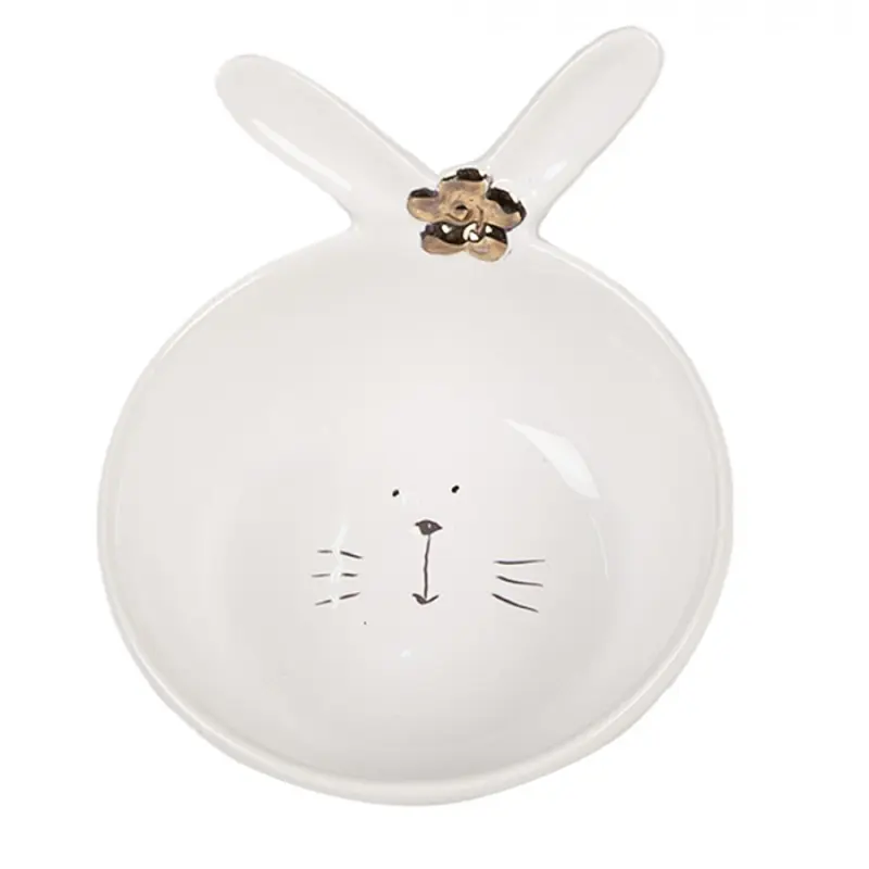 Bílá porcelánová miska na polévku ve tvaru zajíčka s ušima – 200 ml