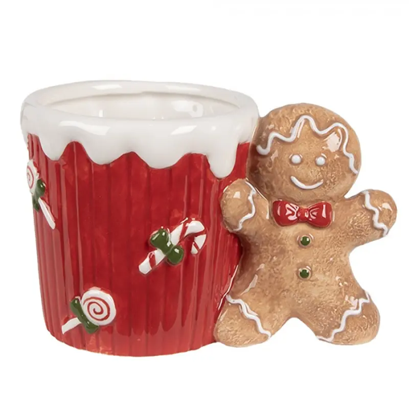 Červený keramický hrneček Perníček Gingerbread - 15*10*10 cm / 350 ml Clayre & Eef