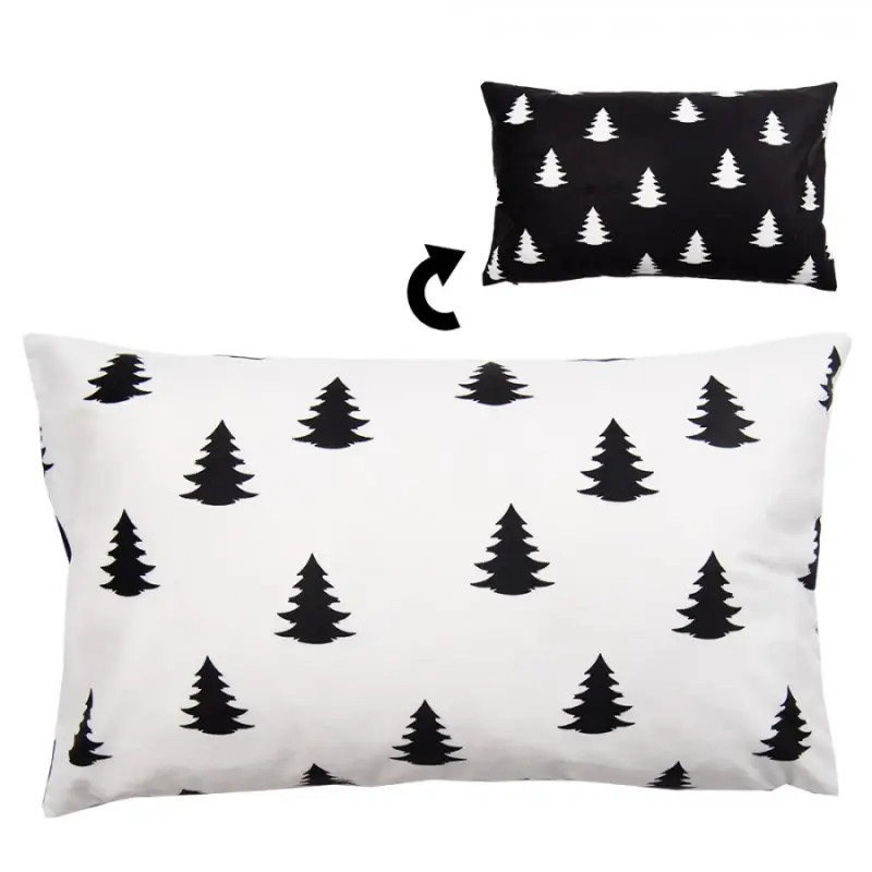 Černo-bílý oboustranný vánoční povlak na polštář se stromečky Black &amp; White X-Mas – 30x50 cm