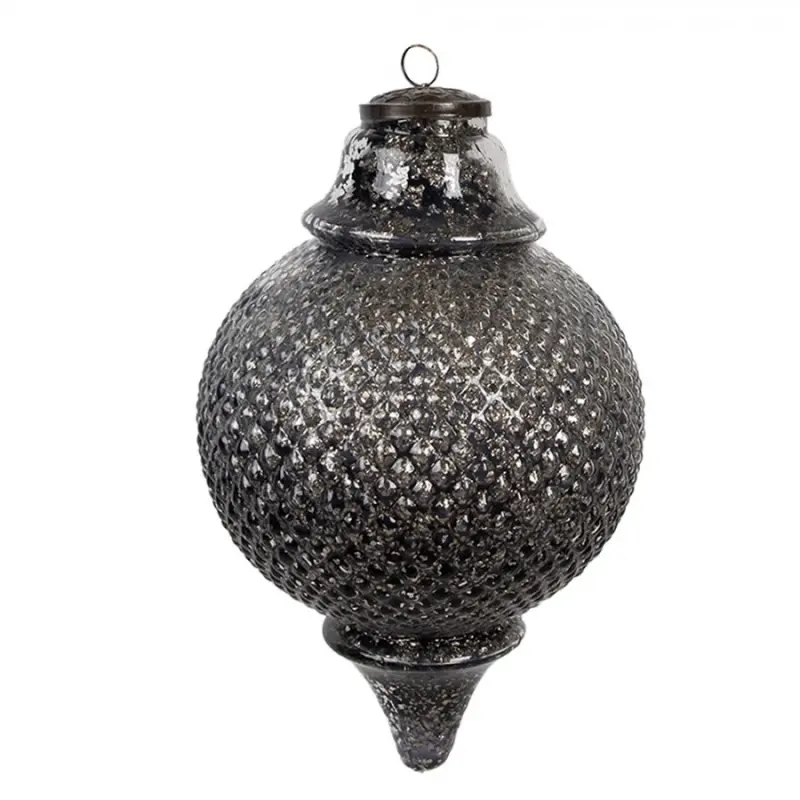 Granitová skleněná vánoční ozdoba špičatá baňka M - 16*27 cm Clayre & Eef