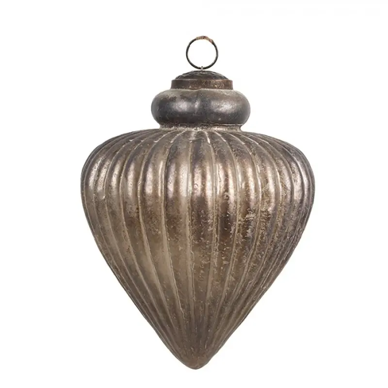 Zlatohnědá vintage skleněná vánoční ozdoba - 13*17 cm Clayre & Eef