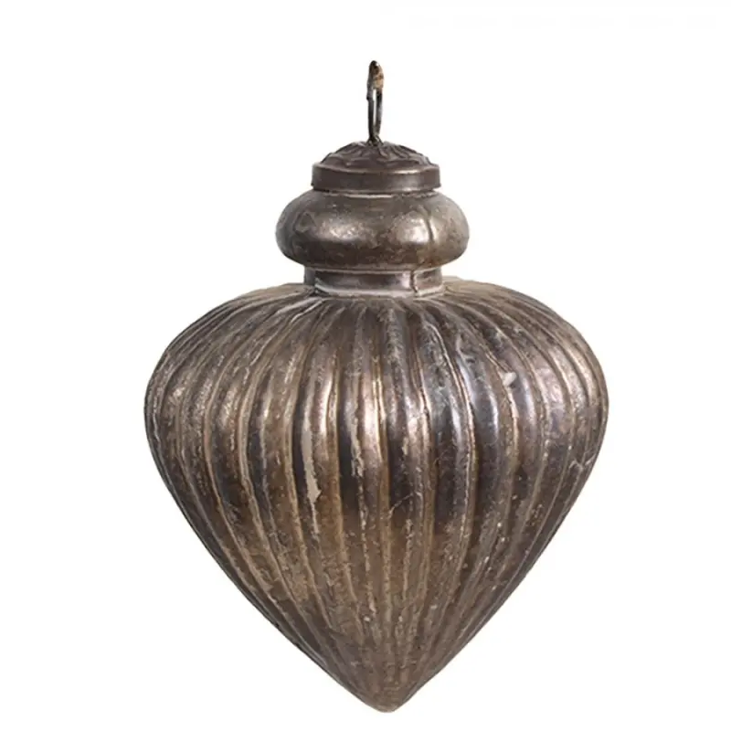 Zlatohnědá vintage skleněná vánoční ozdoba - 8*10 cm Clayre & Eef
