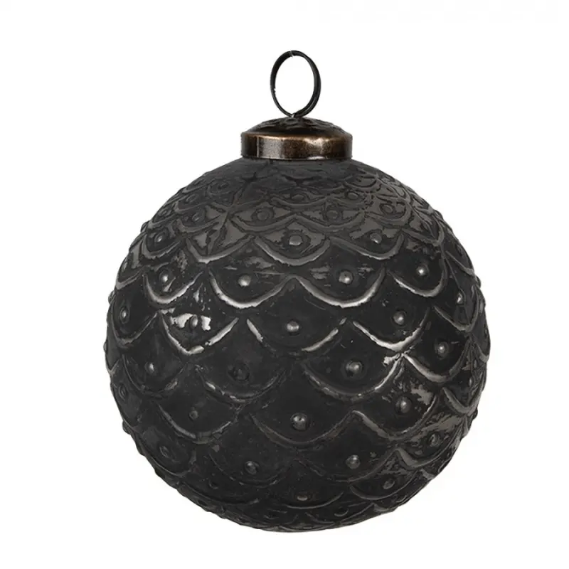 Granitová antik skleněná vánoční ozdoba koule Noirre - Ø 10*10 cm  Clayre & Eef