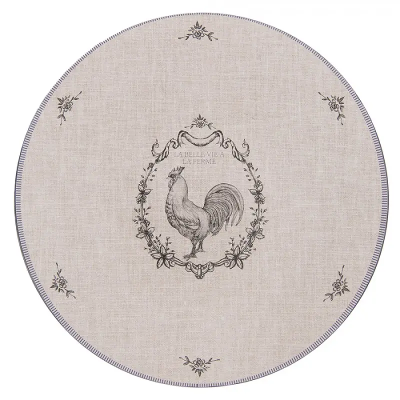Servírovací plastový talíř béžový s kohoutem Devine French Rooster – 33 cm