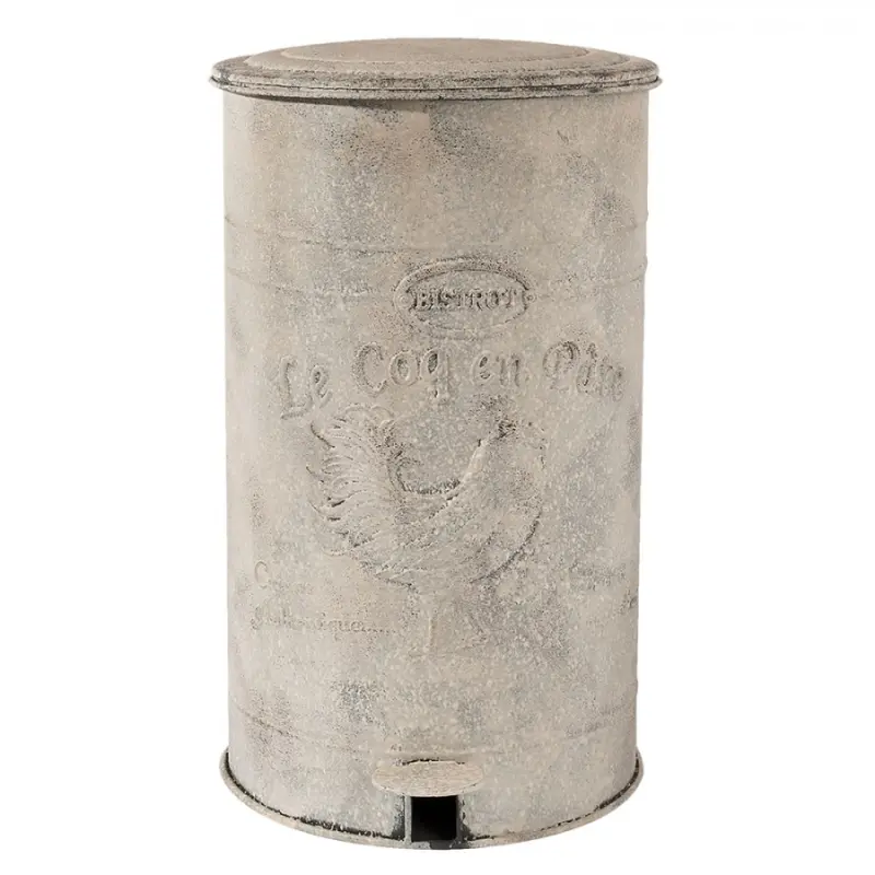Bílý retro odpadkový koš s kohoutem - 26*30*46 cm Clayre & Eef