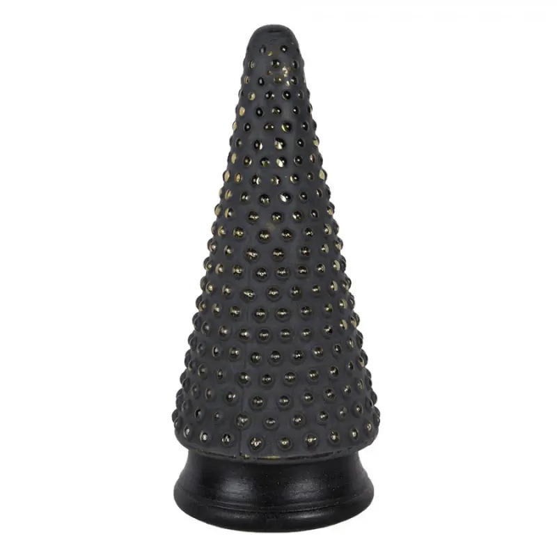 Skleněná vánoční dekorace černozlatého stromečku - 14*31 cm Clayre & Eef