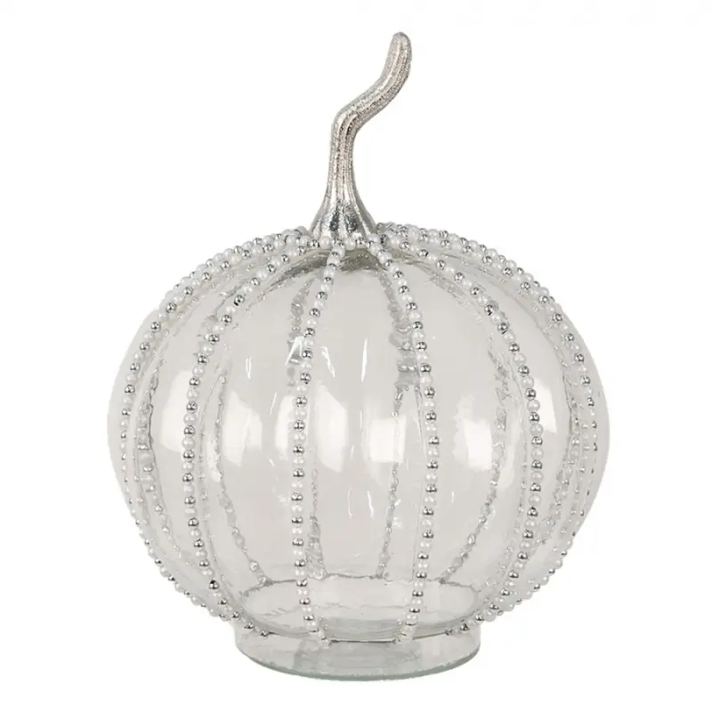Elegantní skleněná dekorace dýně s perličkami Louise M – 15x19 cm