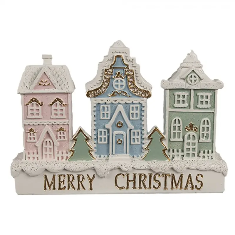 Barevné perníkové domečky s nápisem Merry Christmas – 13x4x10 cm