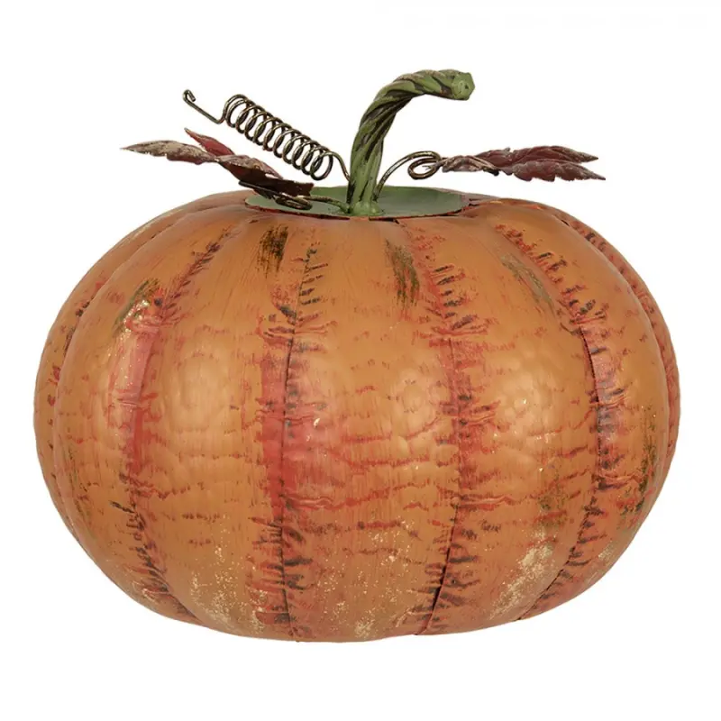 Oranžová kovová dekorace dýně Pumpkin - Ø 34*29 cm Clayre & Eef