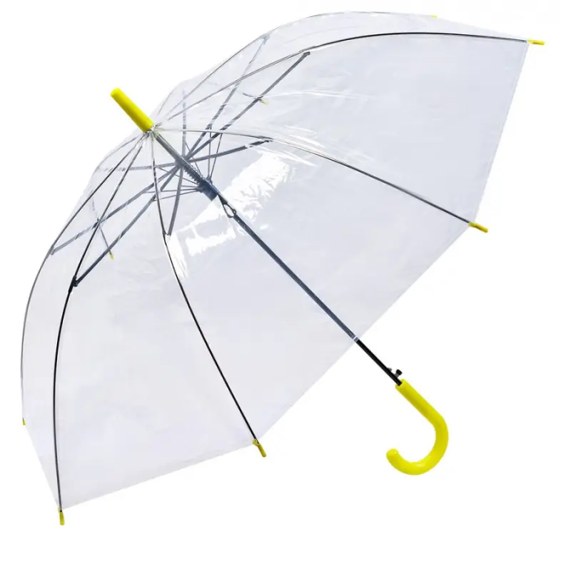 Transparetní deštník se žlutým držadlem pro dospělé - Ø 98*80 cm Clayre & Eef