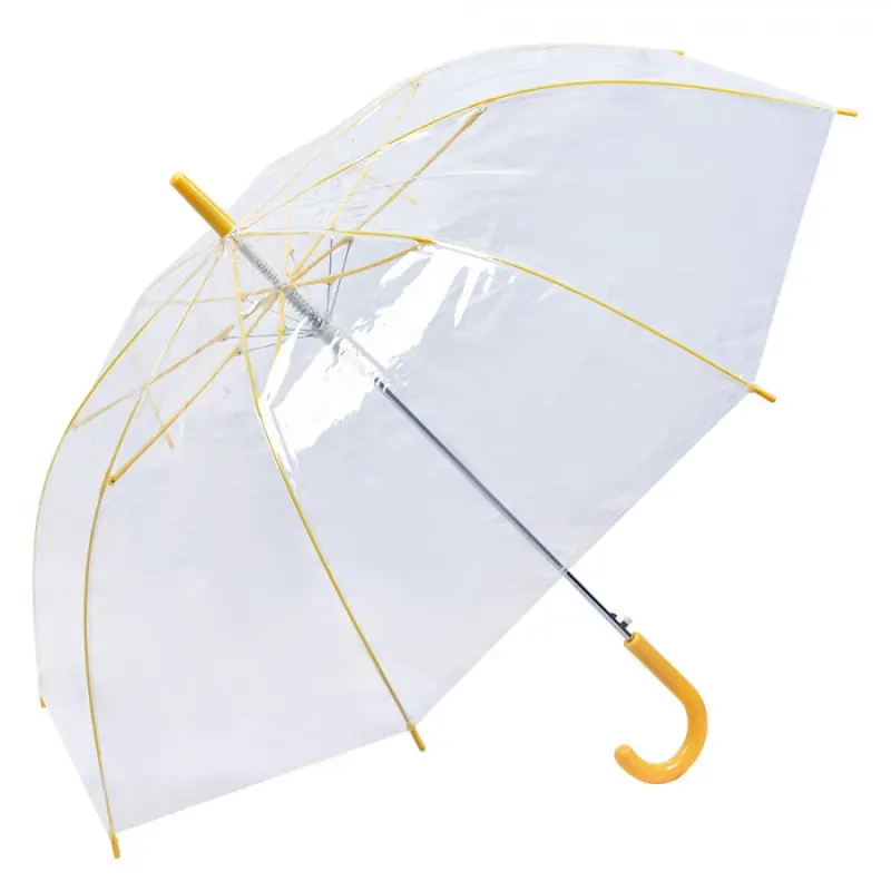 Průhledný deštník s oranžovými žebry a držadlem – 82 cm
