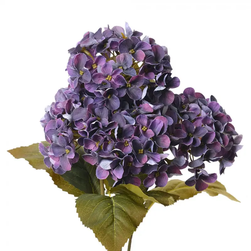 Umělá květina tmavě fialová hortenzie – 44 cm