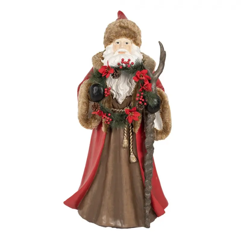 Hnědá vánoční postavička Father Christmas s LED osvětlením – 65x49x122 cm