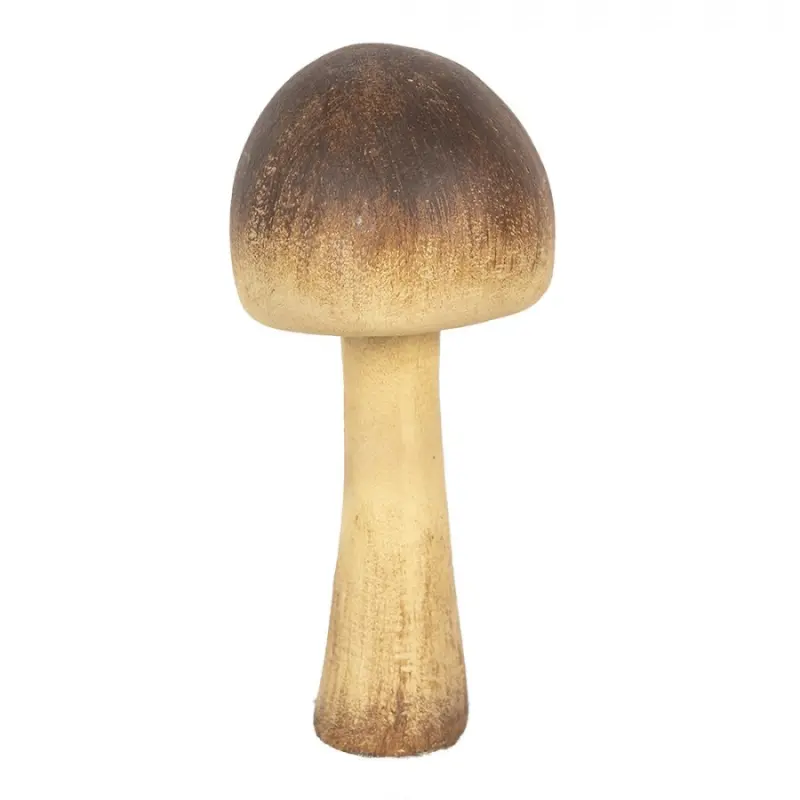 Plastová dekorace houba s hnědým kulatým kloboukem – 7x16 cm